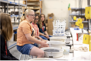 Students work on projects during a ceramics class hosted by the Community School of the Arts in Summer 2023.